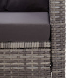 3 Piece Garden Dining Set with Grey Cushions Poly Rattan - Close-Up Angle