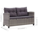 3 Piece Garden Dining Set with Grey Cushions Poly Rattan