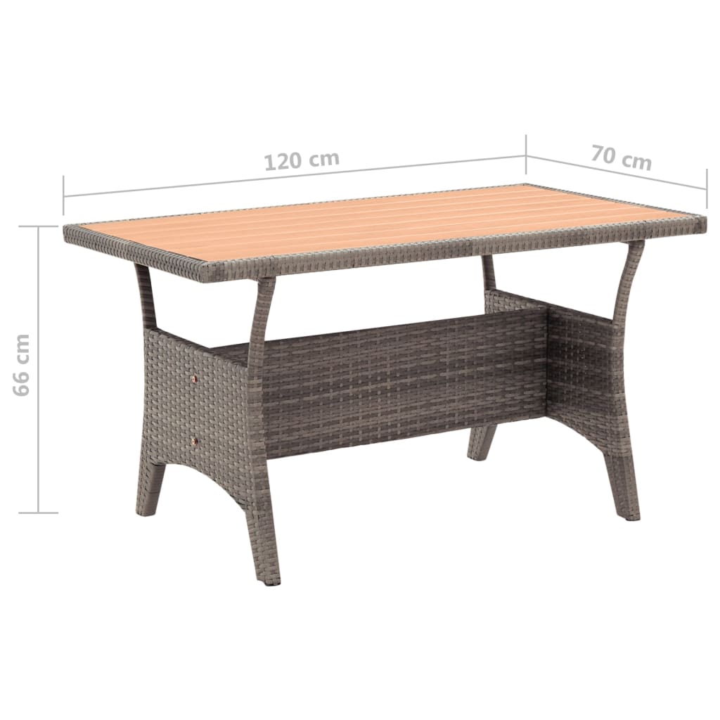3 Piece Garden Dining Set with Grey Cushions Poly Rattan