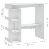 Bar Table with Storage Rack White 100x50x101.5 cm Engineered Wood - Close-Up Angle