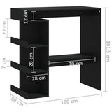 Bar Table with Storage Rack Black 100x50x101.5 cm Engineered Wood - Close-Up Angle