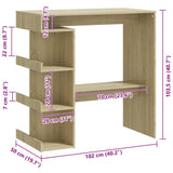 Bar Table with Storage Rack Sonoma Oak 100x50x101.5 cm Engineered Wood