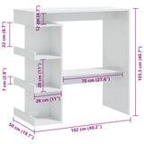 Bar Table with Storage Rack High Gloss White 100x50x101.5 cm - Close-Up Angle