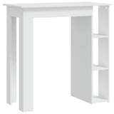 Bar Table with Shelf White 102x50x103.5 cm Engineered Wood - Front View