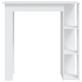 Bar Table with Shelf White 102x50x103.5 cm Engineered Wood - Side View