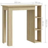 Bar Table with Shelf Sonoma Oak 102x50x103.5 cm Engineered Wood - Close-Up Angle