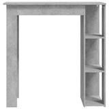 Bar Table with Shelf Concrete Grey 102x50x103.5 cm Engineered Wood - Side View