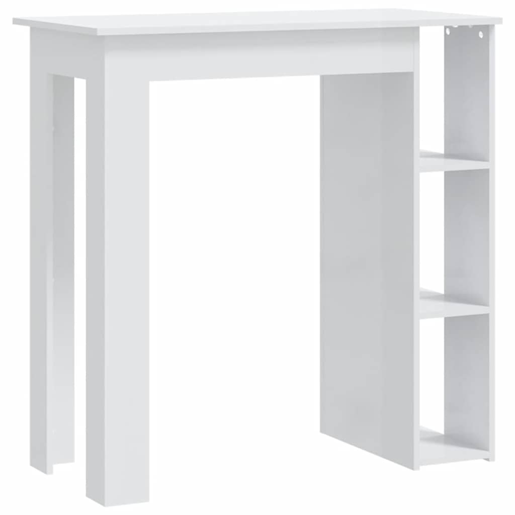 Bar Table with Shelf High Gloss White 102x50x103.5 cm Engineered Wood