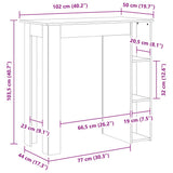 Bar Table with Shelf High Gloss White 102x50x103.5 cm Engineered Wood