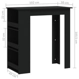 Bar Table with Storage Rack Black 102x50x103.5 cm Engineered Wood - Close-Up Angle