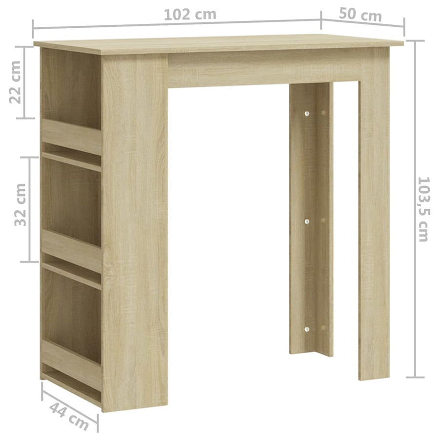 Bar Table with Storage Rack Sonoma Oak 102x50x103.5cm