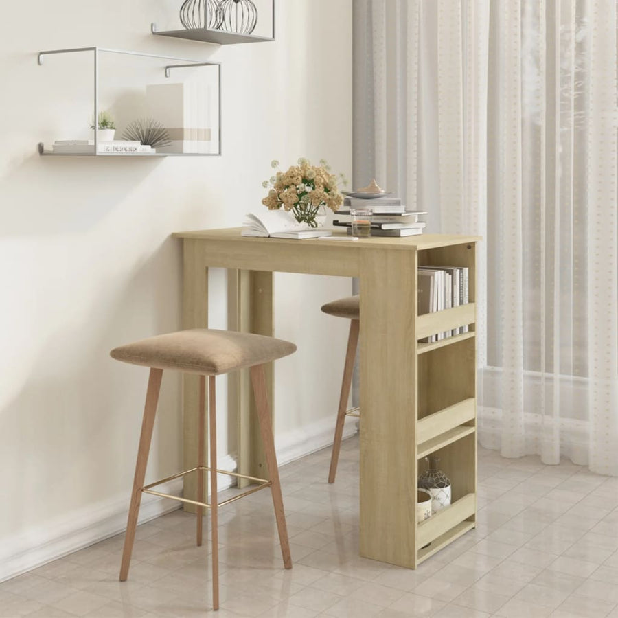 Bar Table with Storage Rack Sonoma Oak 102x50x103.5cm