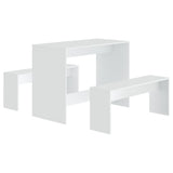 3 Piece Dining Set White Engineered Wood - Front View