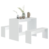 3 Piece Dining Set White Engineered Wood - Top-Down View