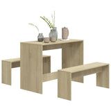 3 Piece Dining Set Sonoma Oak Engineered Wood