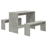 3 Piece Dining Set Concrete Grey Engineered Wood - Front View