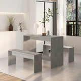 3 Piece Dining Set Concrete Grey Engineered Wood - Side View