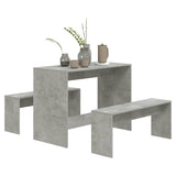 3 Piece Dining Set Concrete Grey Engineered Wood - Top-Down View