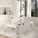 3 Piece Dining Set High Gloss White Engineered Wood - Side View