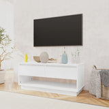 TV Cabinet High Gloss White 102x41x44 cm Engineered Wood - Side View