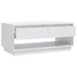 Coffee Table High Gloss White 102.5x55x44 cm Engineered Wood - Side View