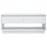 Coffee Table High Gloss White 102.5x55x44 cm Engineered Wood - Top-Down View