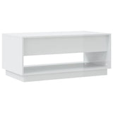 Coffee Table High Gloss White 102.5x55x44 cm Engineered Wood - 45-Degree Angle