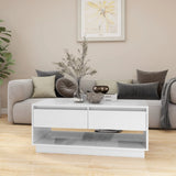 Coffee Table High Gloss White 102.5x55x44 cm Engineered Wood - Low Angle