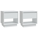 Bedside Cabinets 2 pcs White 45x34x44 cm Engineered Wood - Front View