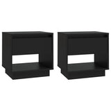 Bedside Cabinets 2 pcs Black 45x34x44 cm Engineered Wood - Front View