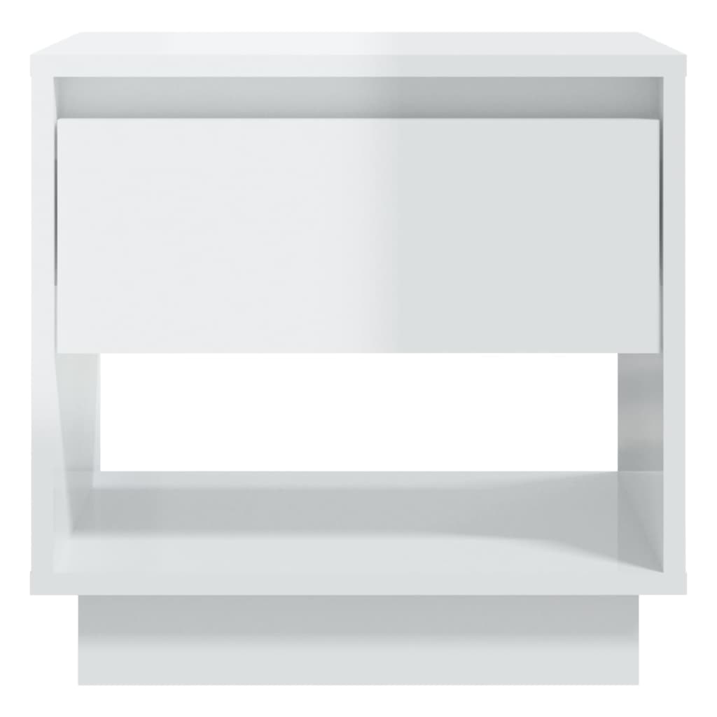 Bedside Cabinet High Gloss White 45x34x44 cm Engineered Wood