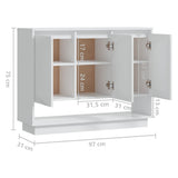 Sideboard High Gloss White 97x31x75 cm Engineered Wood - Low Angle