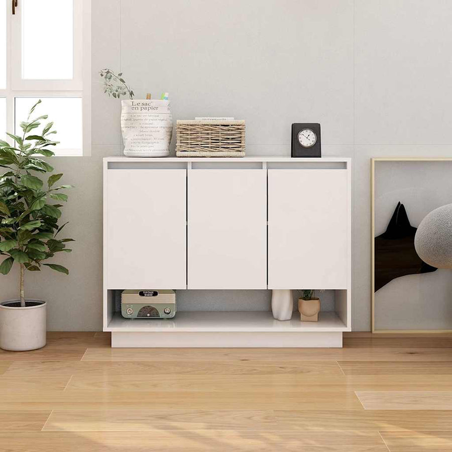 Sideboard High Gloss White 97x31x75 cm Engineered Wood