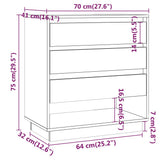 Sideboard High Gloss White 70x41x75 cm Engineered Wood - Low Angle