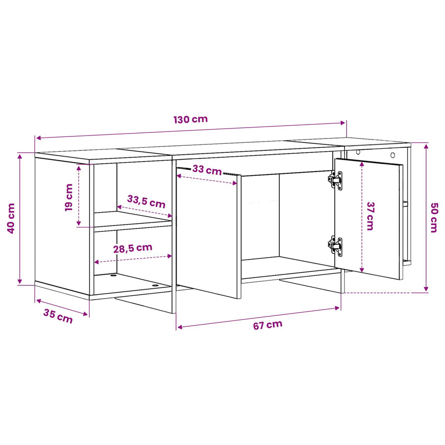 TV Cabinet White 130x35x50 cm Engineered Wood