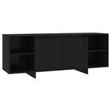 TV Cabinet Black 130x35x50 cm Engineered Wood - Front View