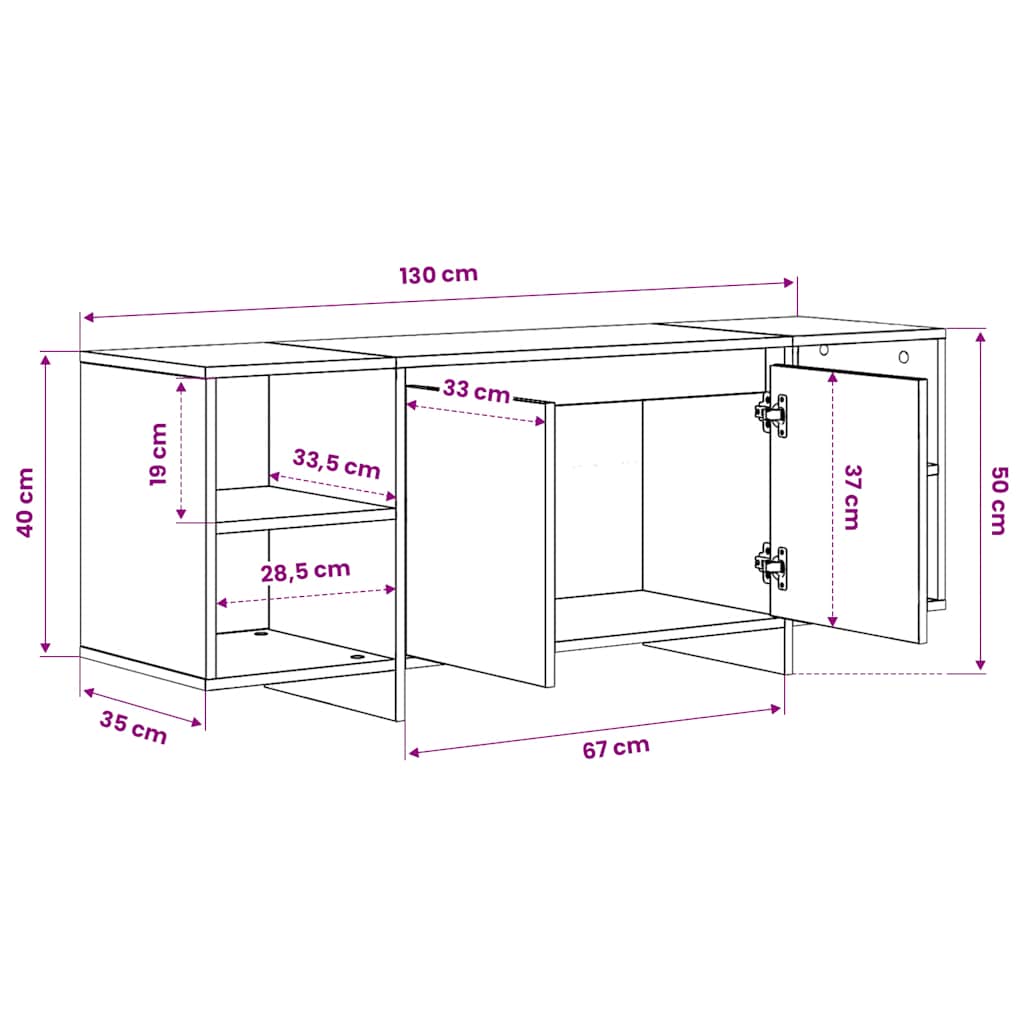 TV Cabinet Black 130x35x50 cm Engineered Wood