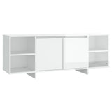 TV Cabinet High Gloss White 130x35x50 cm Engineered Wood - Front View