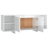 TV Cabinet High Gloss White 130x35x50 cm Engineered Wood - Rear View