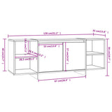 TV Cabinet High Gloss White 130x35x50 cm Engineered Wood - Low Angle
