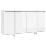 Sideboard High Gloss White 135x41x75 cm Engineered Wood - Front View