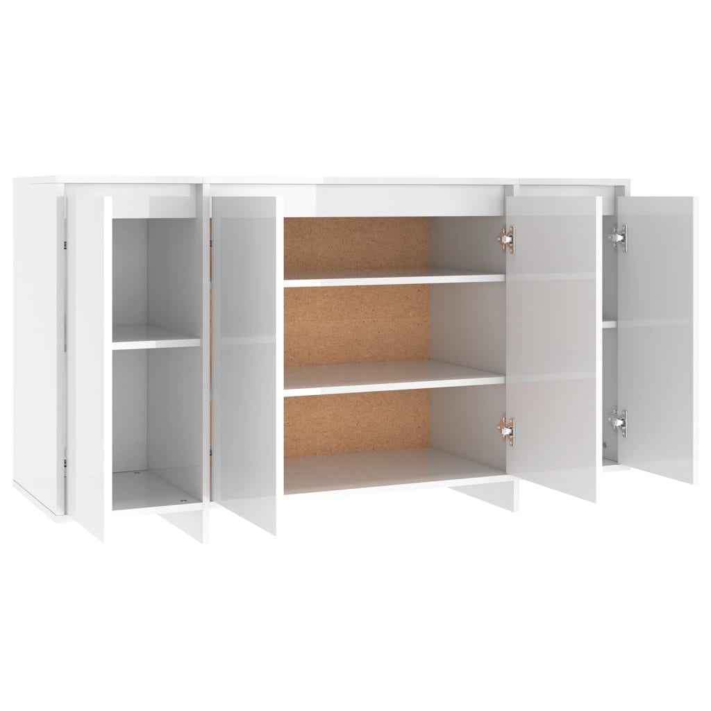 Sideboard High Gloss White 135x41x75 cm Engineered Wood
