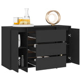 Sideboard with 3 Drawers Black 120x41x75 cm Engineered Wood - Side View