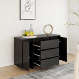 Sideboard with 3 Drawers Black 120x41x75 cm Engineered Wood - Top-Down View