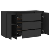 Sideboard with 3 Drawers Black 120x41x75 cm Engineered Wood - Close-Up Angle
