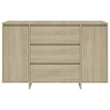 Sideboard with 3 Drawers Sonoma Oak 120x41x75 cm Engineered Wood - 45-Degree Angle