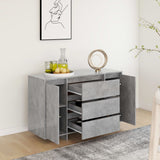 Sideboard with 3 Drawers Concrete Grey 120x41x75 cm Engineered Wood - Top-Down View