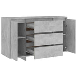 Sideboard with 3 Drawers Concrete Grey 120x41x75 cm Engineered Wood - Close-Up Angle