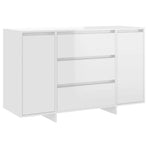 Sideboard with 3 Drawers High Gloss White 120x41x75 cm
