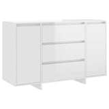 Sideboard with 3 Drawers High Gloss White 120x41x75 cm Engineered Wood - Front View